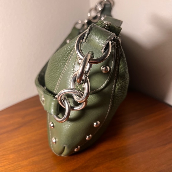 Furla Green Leather Studded Shoulder Bag - Picture 13 of 16